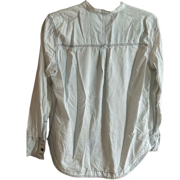 Free People Women's M Blue Chambray Button Down Shirt Long Sleeve Casual - Picture 3 of 6